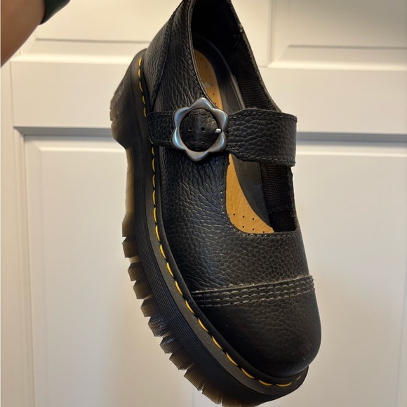 Dr. Martens Addina Flower Buckle Leather Platform Shoes - Picture 4 of 6